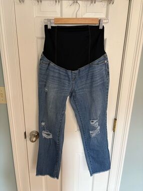 Isabel Maternity Distressed Ankle Jeans Over Belly Panel Size 4